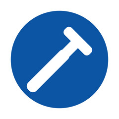 Simple Hammer Icon in Blue Circle for Construction and DIY Projects