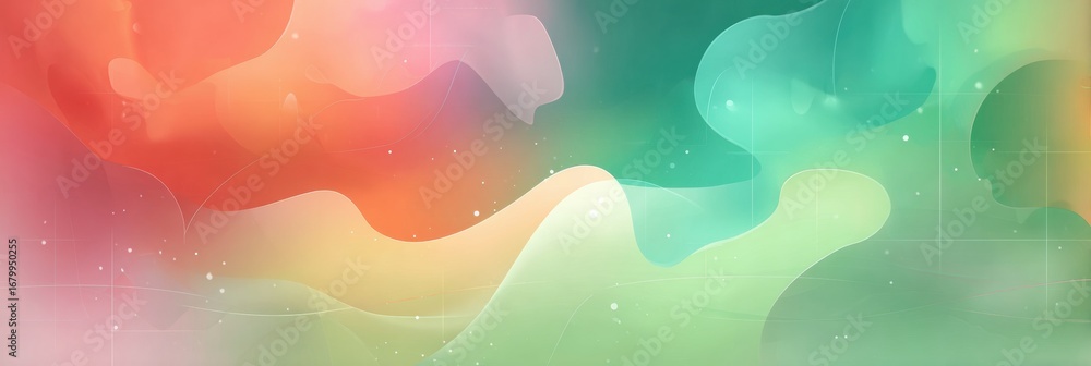 Poster colorful abstract background with fluid shapes in vibrant hues, creating a sense of depth and moveme
