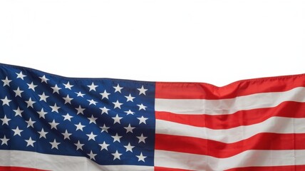 Obraz premium Closeup of an american flag waving isolated on white background, a symbol of patriotism and national pride