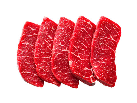 Five strips of premium raw boneless short rib (Karubi) with stunning, Wagyu-like marbling. Perfectly cut for Japanese Yakiniku and gourmet grilling.