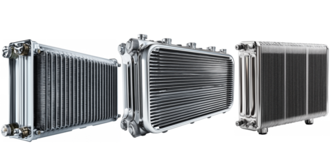 Three Heaters With Sleek Metallic isolated on transparent background