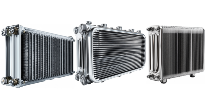 Three Heaters With Sleek Metallic isolated on transparent background