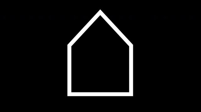 Haus Icon animiert Alphakanal transparent minimalistisch Immobilien Geb&auml;ude Linie 