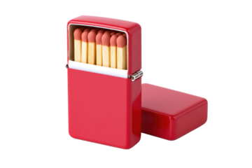 Red Metal Matchbox with Wooden Matches