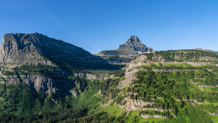 Scenic views on Going to the Sun road in glacier national park, Montana, USA