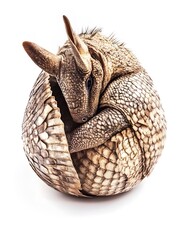 Obraz premium Adorable Armadillo Curled Up: A Close-Up Portrait of this Unique Wildlife Mammal in its Natural Habitat
