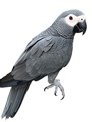 Obraz premium Gray Parrot Close-Up: Intelligent Avian Beauty with Colorful Feathers and Playful Behavior