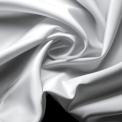 Elegant folds of smooth, white fabric gracefully drape and swirl against a dark background.