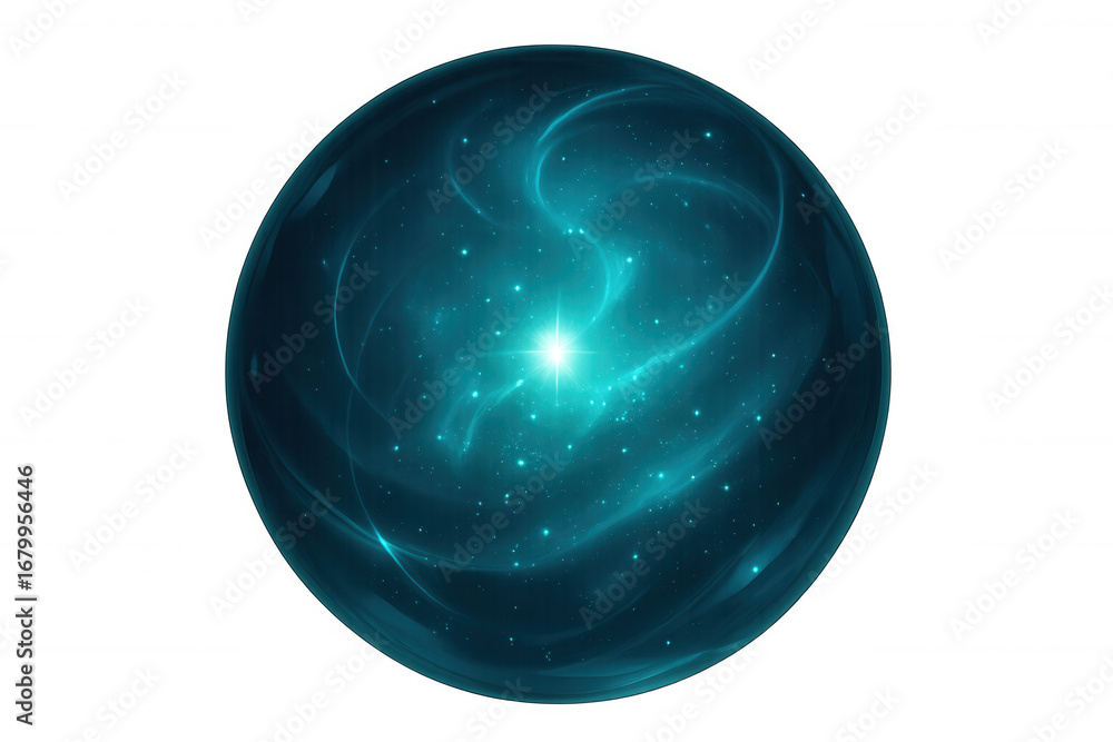 Poster luminous azure orb emitting radiant core, symbolizing dynamic energy with ethereal, mystical glow ag