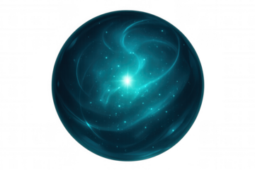 Luminous azure orb emitting radiant core, symbolizing dynamic energy with ethereal, mystical glow against translucent backdrop