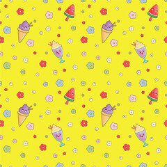 Ice cream Seamless Pattern Decorative Background Vector Design