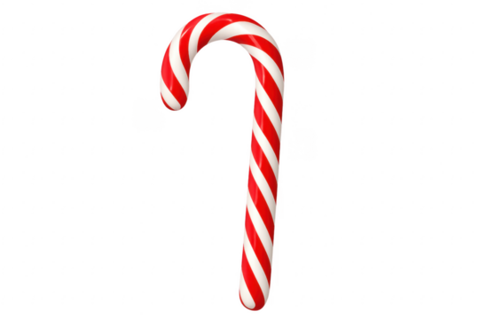Red and White Candy Cane Rotating on Transparent Background