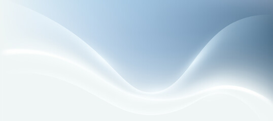 Minimal Pastel Curve Abstract With Glowing Light Blue On White Background