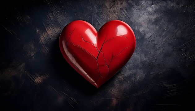 abstract red heart symbol on textured dark background evoking deep emotions with dramatic lighting