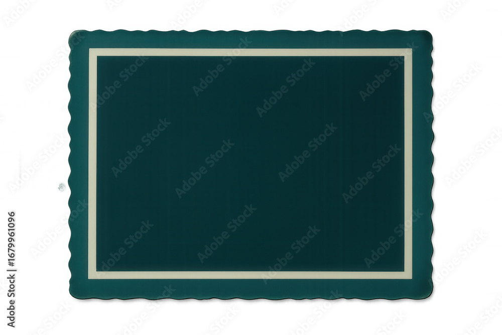 Poster Teal green rectangular frame featuring decorative scalloped edges, offering elegant design element with transparent background