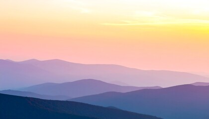 Fototapeta premium Serene Mountain Layers at Sunrise with Soft Pastel Sky.