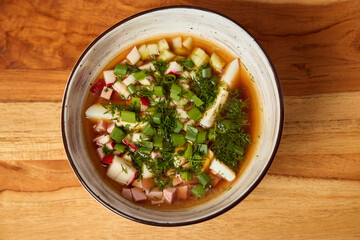 Delicious Fresh Vegetable Soup made with vibrant Herbs and flavorful Seasoning for your meal
