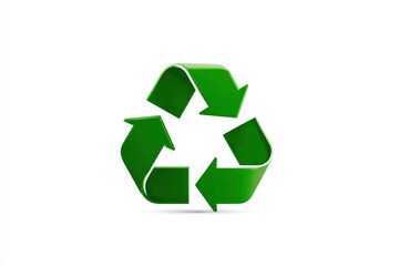 Obraz premium Green recycling symbol formed by three chasing arrows in a circle, representing sustainability, reuse, waste reduction, and environmental responsibility in modern design.