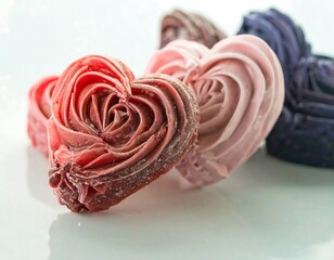 Heart-shaped candies in various colors