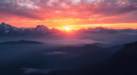 Fototapeta premium Mountain Sunrise Scenic Landscape - 1