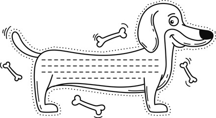 Dachshund dog cute animal kids memo note template. Pet animal scrapbook vector sticker, diary memo note. Kids planner To Do list sticker or children schedule frame with dog or puppy cute character