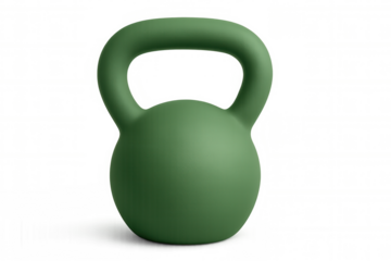 Green kettlebell casting a shadow on a transparent background, perfect for fitness and workout visuals