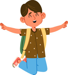 Boy Jumping with Backpack