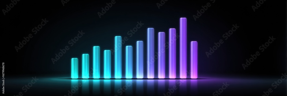 Poster colorful graphic representation of rising data trends in a modern design with gradients and sleek li