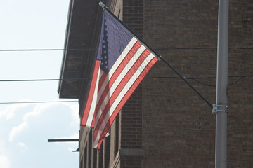American flag on the street