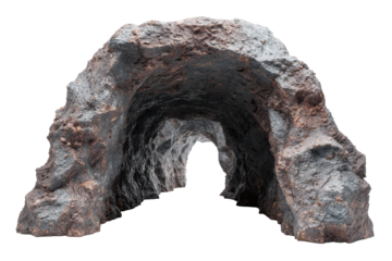 Rock Tunnel Entrance Isolated on Transparent Background
