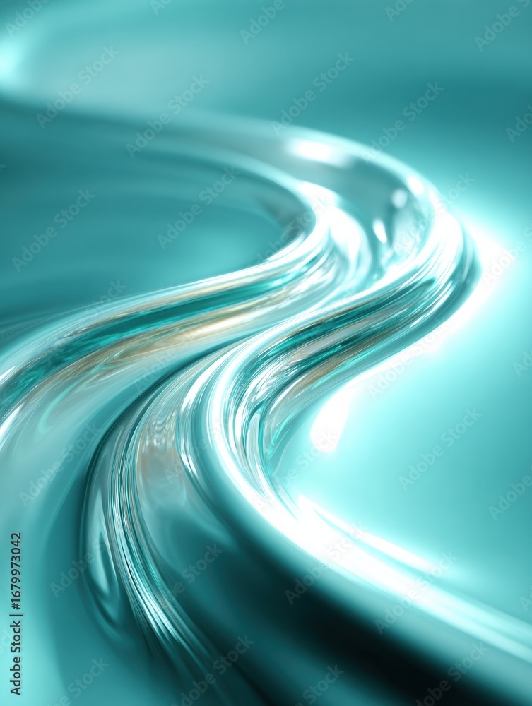 Aufkleber fluid patterns flowing through turquoise surface creating a mesmerizing abstract design in a serene 