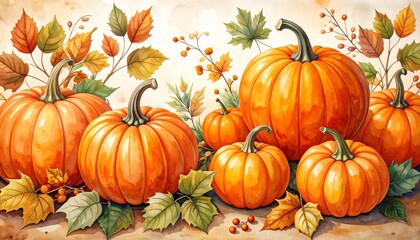 Festive Pumpkin Illustration A Vibrant Celebration of Autumn's Bounty