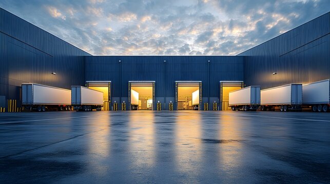 Warehouse loading docks with trailers for logistics and supply chain management optimization solutions services