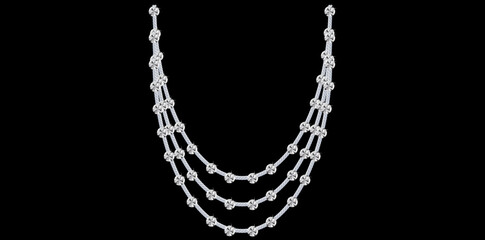 Stunning Diamonds Chain Necklace Antique Jewelry Vector Illustration.	