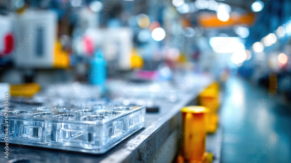 Aufkleber focused view of a specialty plastic form in industrial setting showcasing intricate design features 