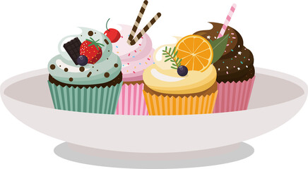 접시에 담긴 다양한 머핀