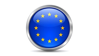 Round button graphic of the European Union flag