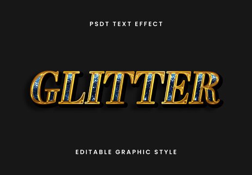 Gold And Blue Glitter Font Luxury Sparkle Elegant Text Effect