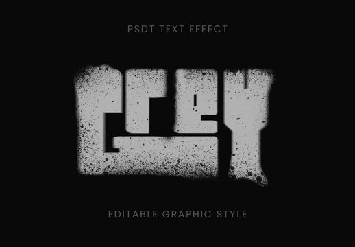 Grey Grunge Ink Text Effect Block Spray Paint Font