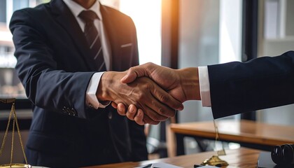 Businessmen shaking hands in a meeting