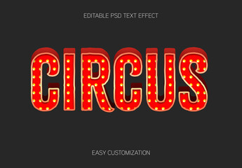 Red And Yellow Circus Font Lights Vintage Carnival Text Effect