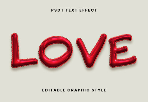 Red Balloon Font Inflated Love Shiny Text Effect