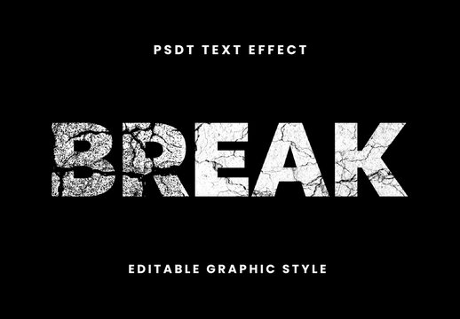 White And Black Broken Font Break Grunge Crack Text Effect