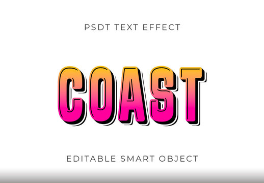 Yellow And Pink Summer Font Gradient Bold Coast Embossed Text Effect