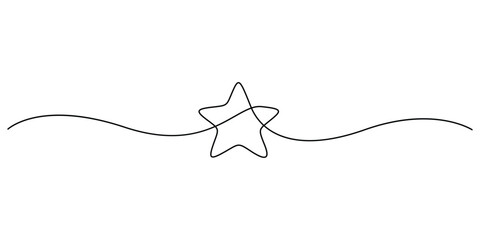 Continuous one editable line drawing of Christmas stars. Star icon, minimalistic vector illustration