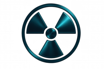 Radioactive symbol with metallic texture on a transparent background, conveying danger and nuclear power