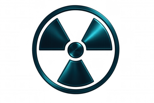 Radioactive symbol with metallic texture on a transparent background, conveying danger and nuclear power - Powered by Adobe