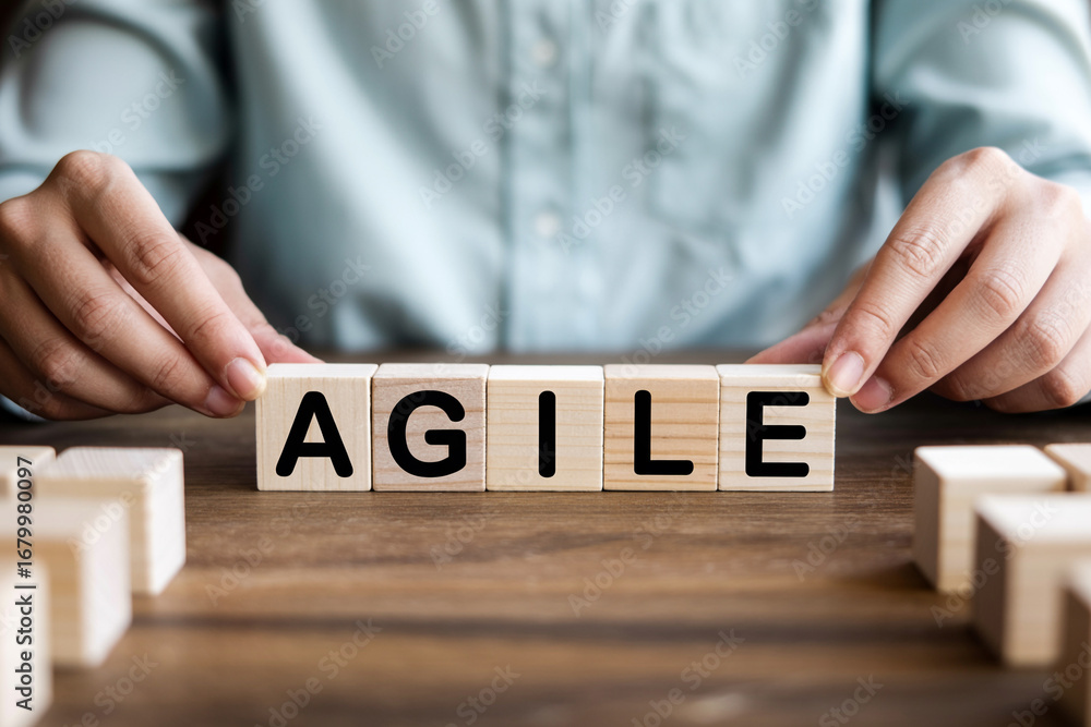 Poster agile methodology project management scrum teamwork collaboration innovation efficiency development 