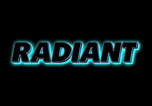 Black And Cyan Glow Retro Neon Font Bold 3D Shiny Text Effect