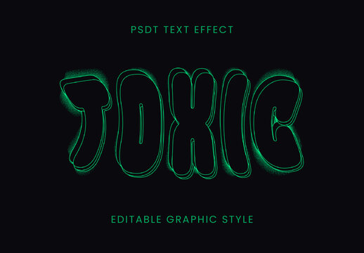 Green And Black Ripple Font Toxic Cartoon Glowing Outline Text Effect